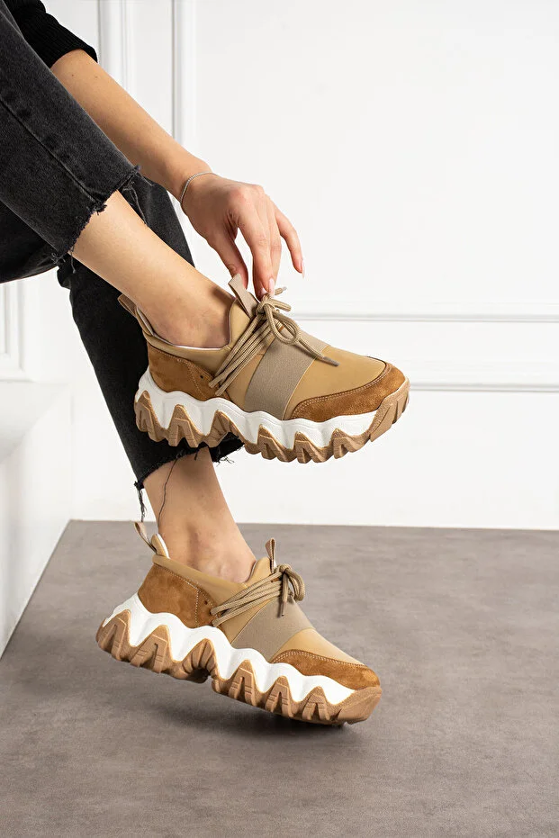 Kadın Ten Süet Sneaker Kadın Ten Süet Sneaker
